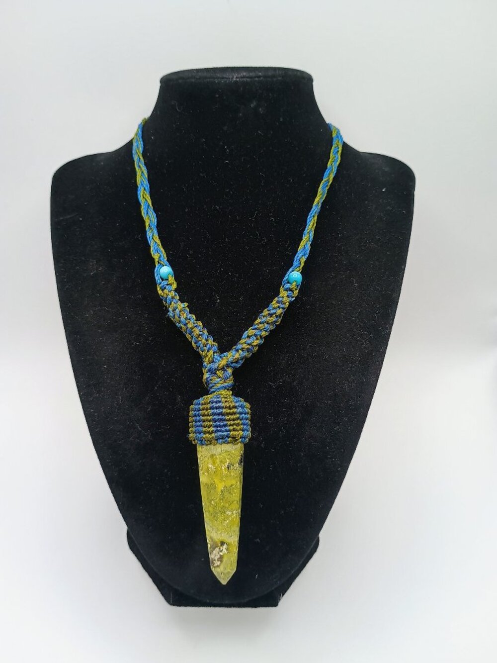 Handmade Macrame Necklace with Natural Serpent Stone, Spiritual Amulet